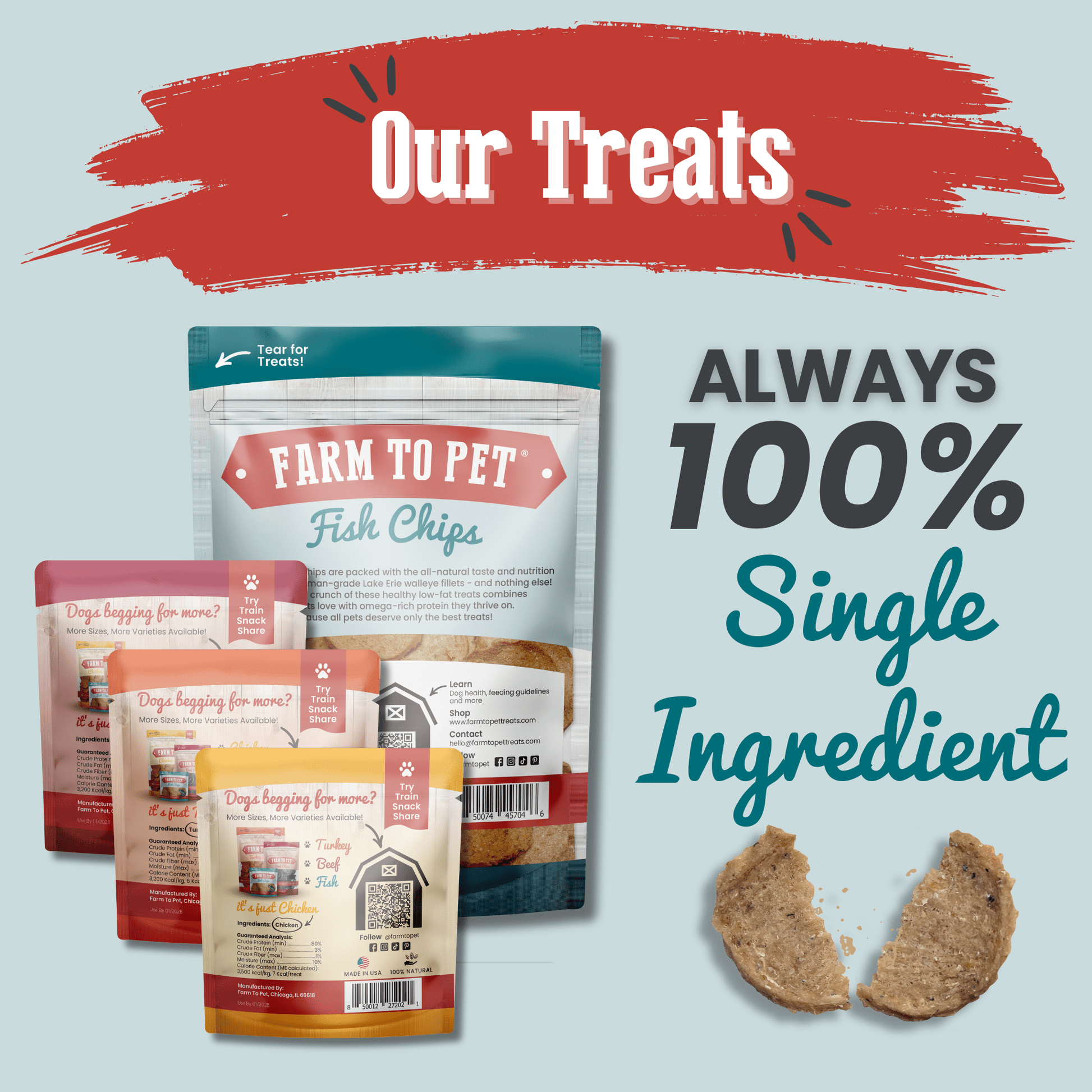 Puppy Packs 'n Snacks Dog Treat Starter Pack | Single-Ingredient Training Treats Bundle Farm To Pet