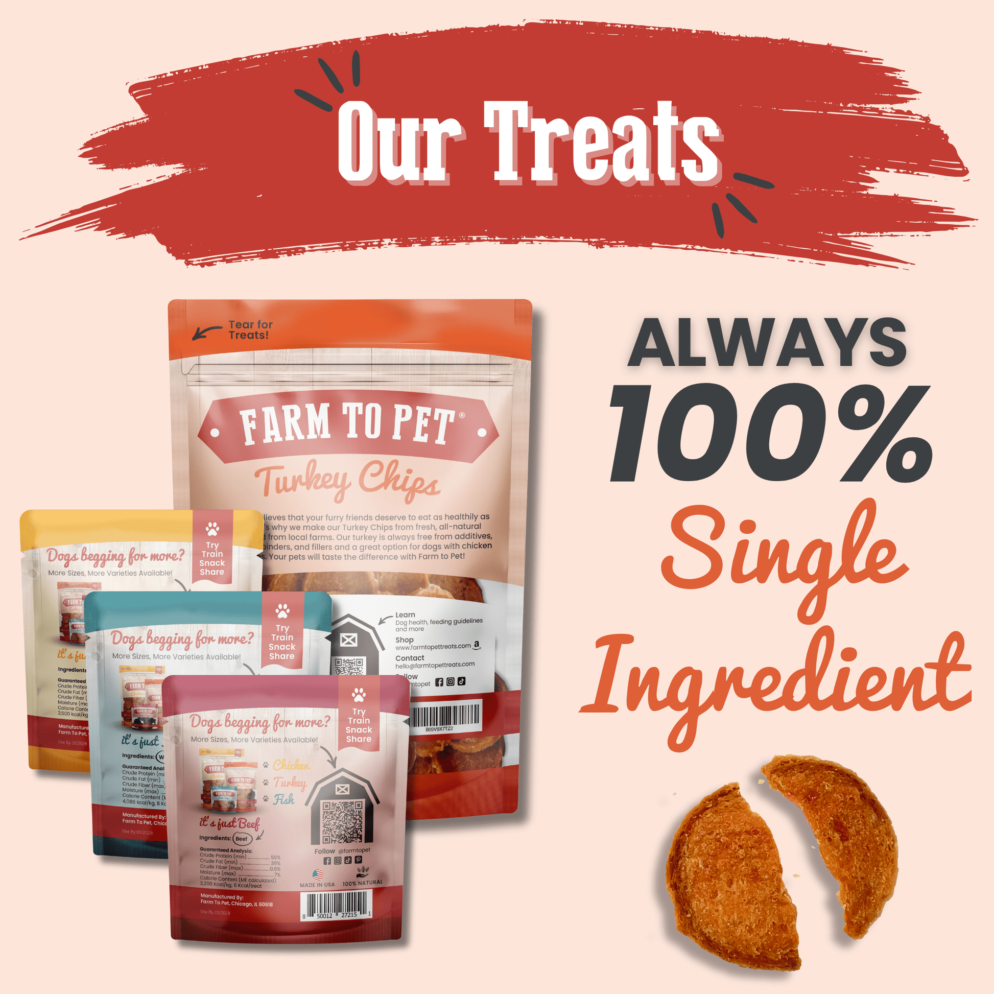 Puppy Packs 'n Snacks Dog Treat Starter Pack | Single-Ingredient Training Treats Bundle Farm To Pet