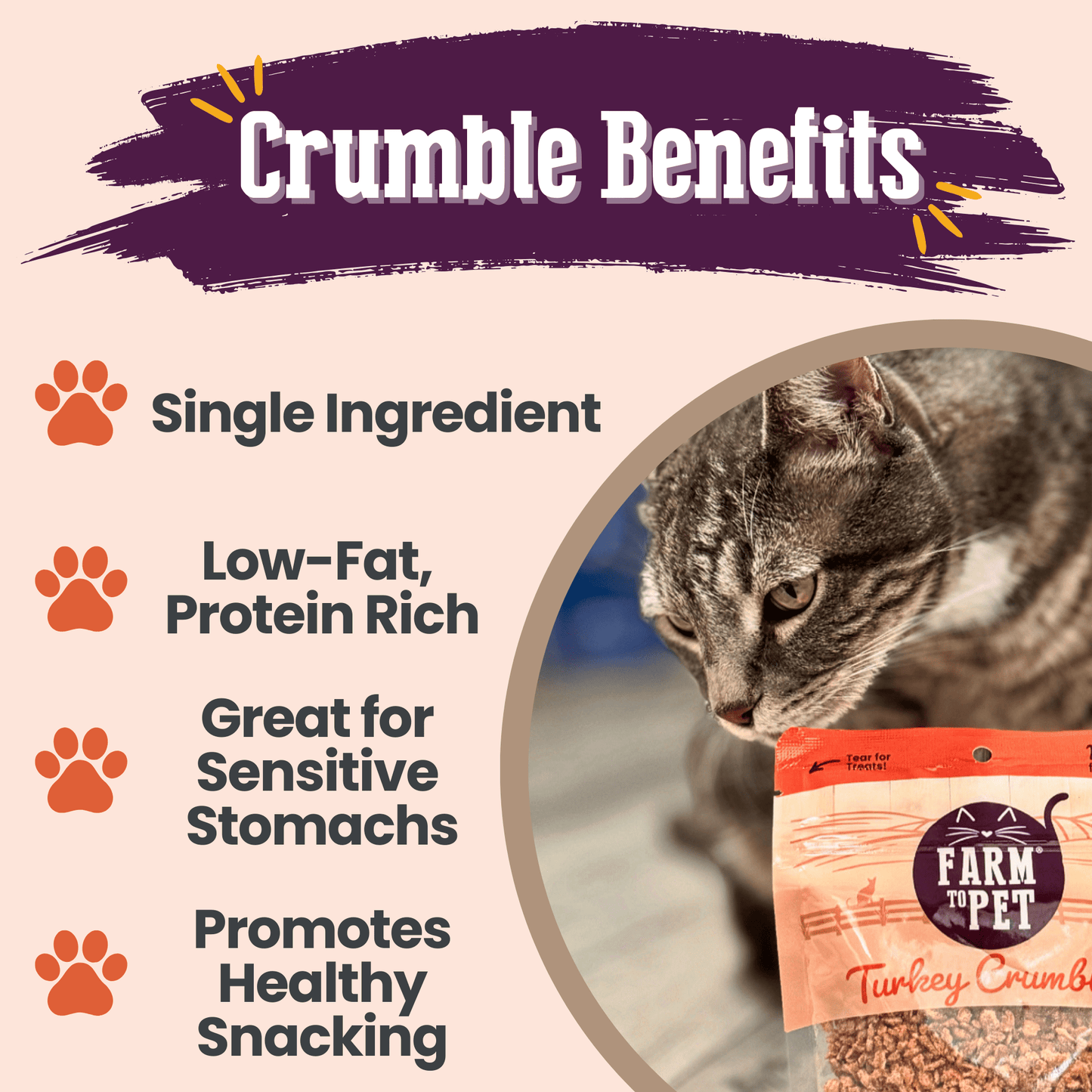 Turkey Crumbles for Cats | Grain-Free Cat Treats Crumble Farm To Pet