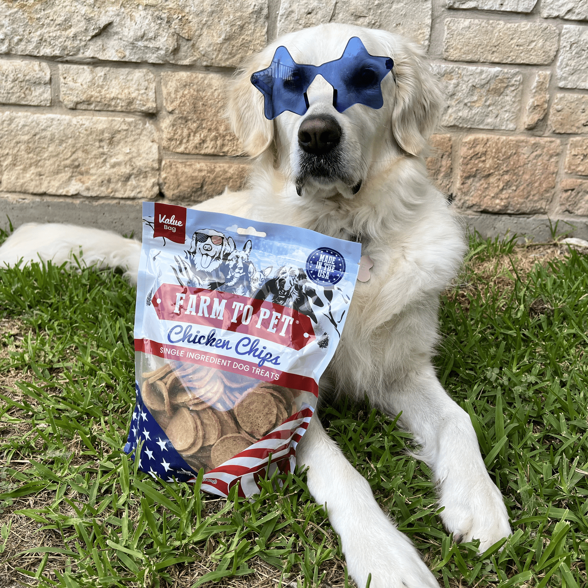 Americana Chicken Chips for Dogs | Celebrate with USA-made Dog Treats Chip Farm To Pet