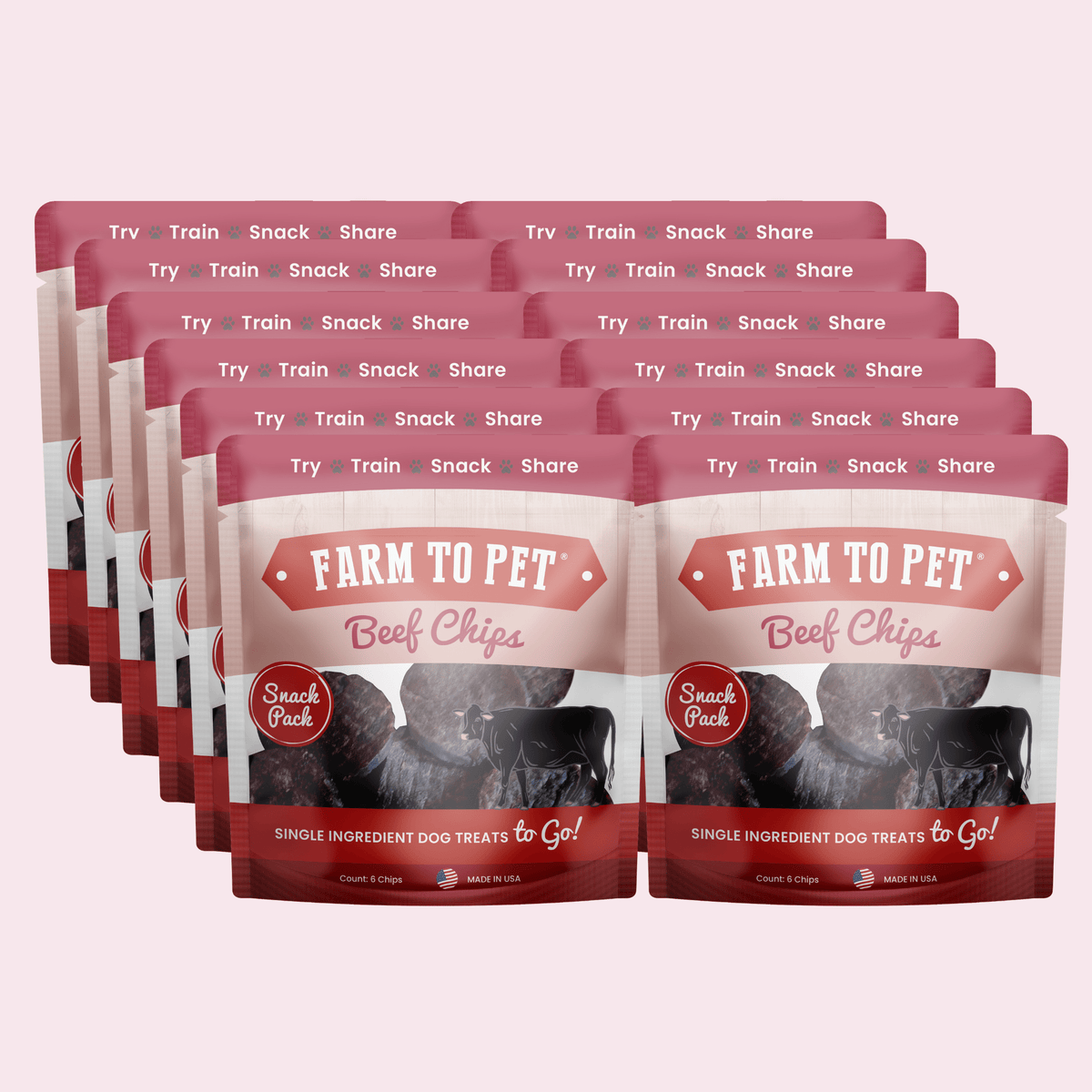 Beef Chips Snack Pack Bundles | Dog Treats for Training & Travel Snack Pack Farm To Pet