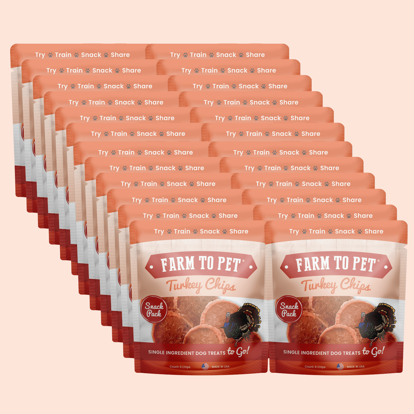Turkey Chips Snack Pack Bundles | Low Allergen Treats for Training 24 Pack Snack Pack Farm To Pet