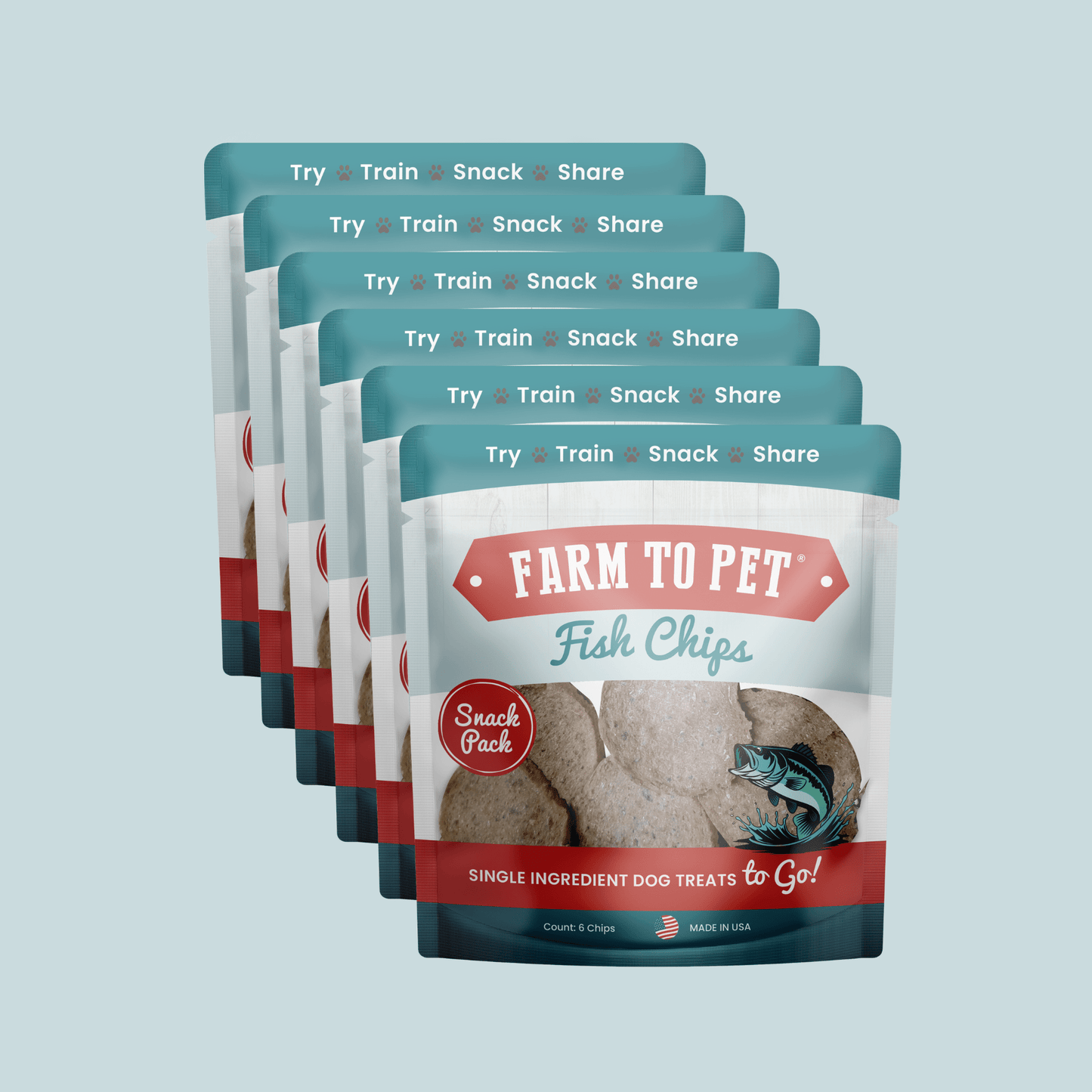 Fish Chips Snack Pack Bundles | Dog Treats for Training & Travel 6 Pack Snack Pack Farm To Pet
