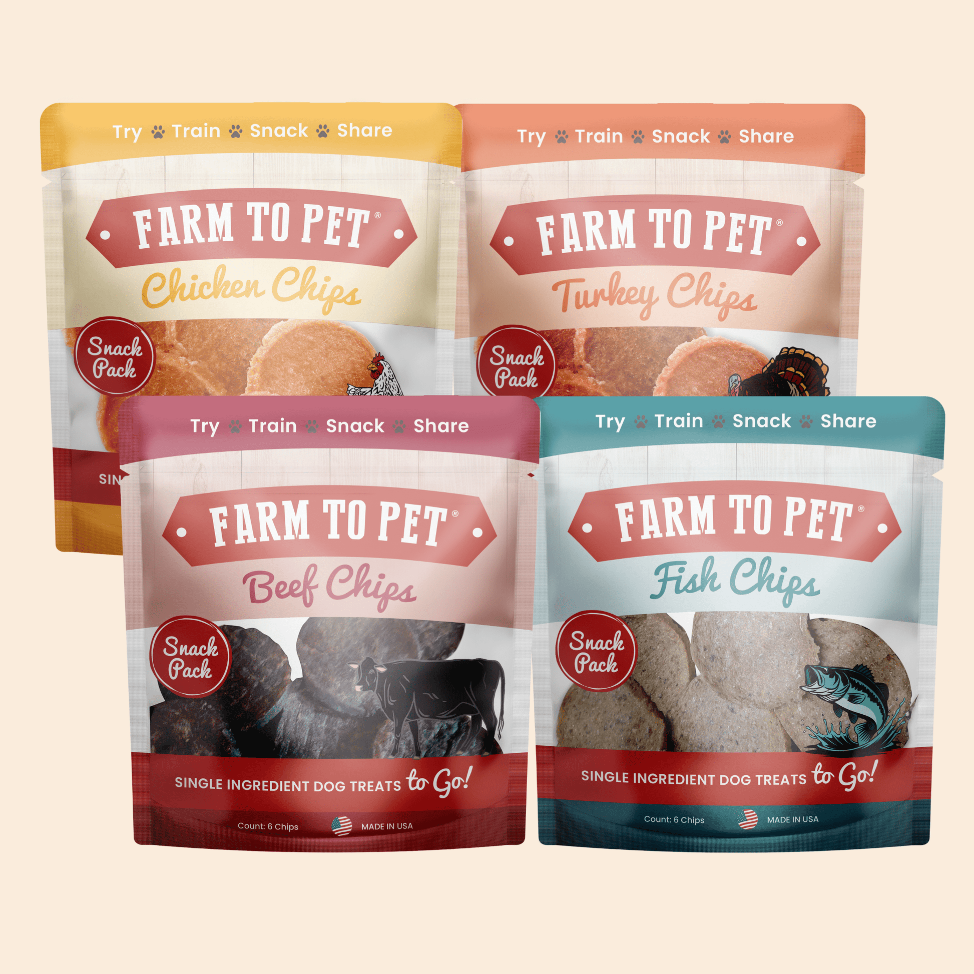 Snack Pack Dog Treat Sampler 4 Pack Snack Pack Farm To Pet