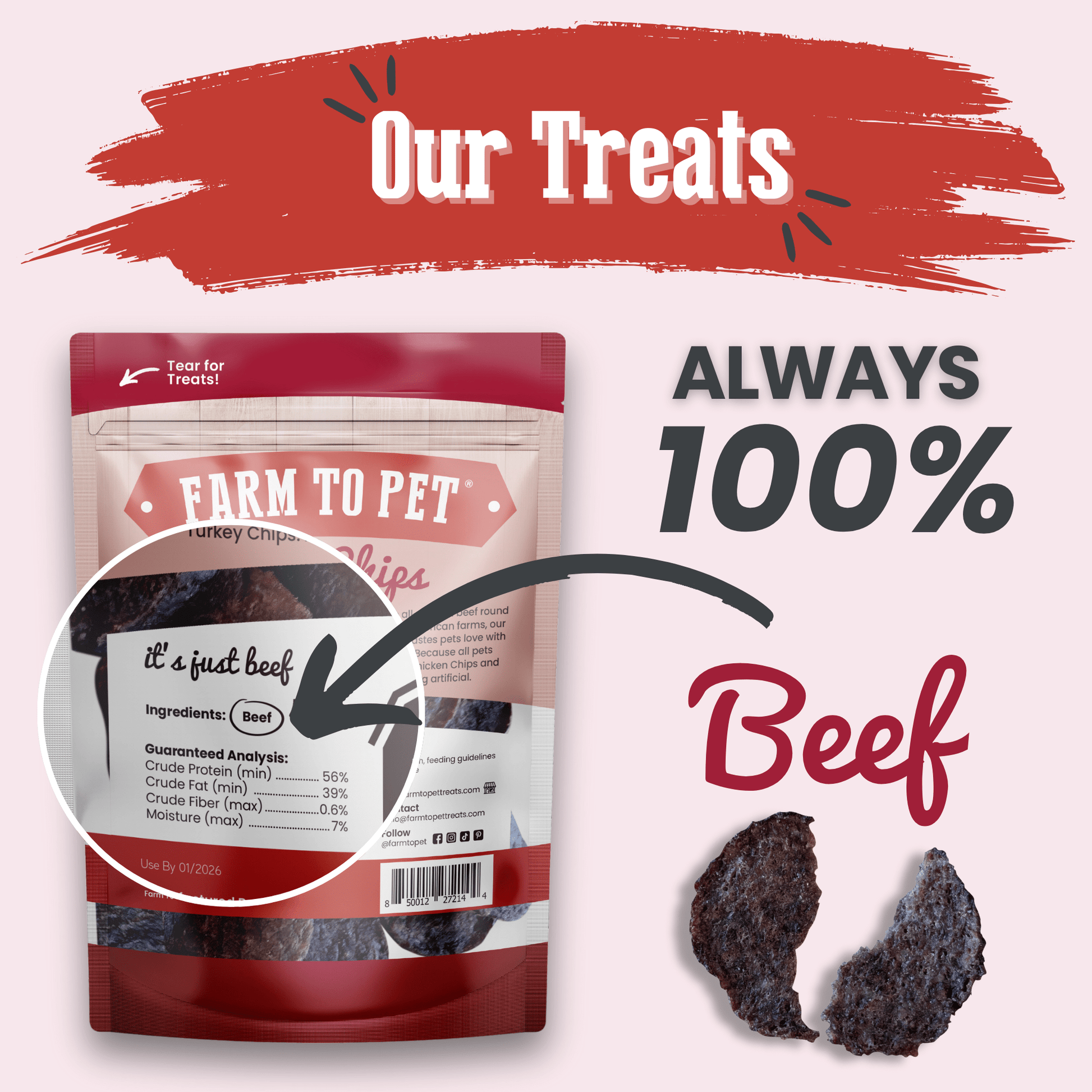 Beef Chips Dog Treats | Single-Ingredient Healthy Treats for Dogs Chip Farm To Pet