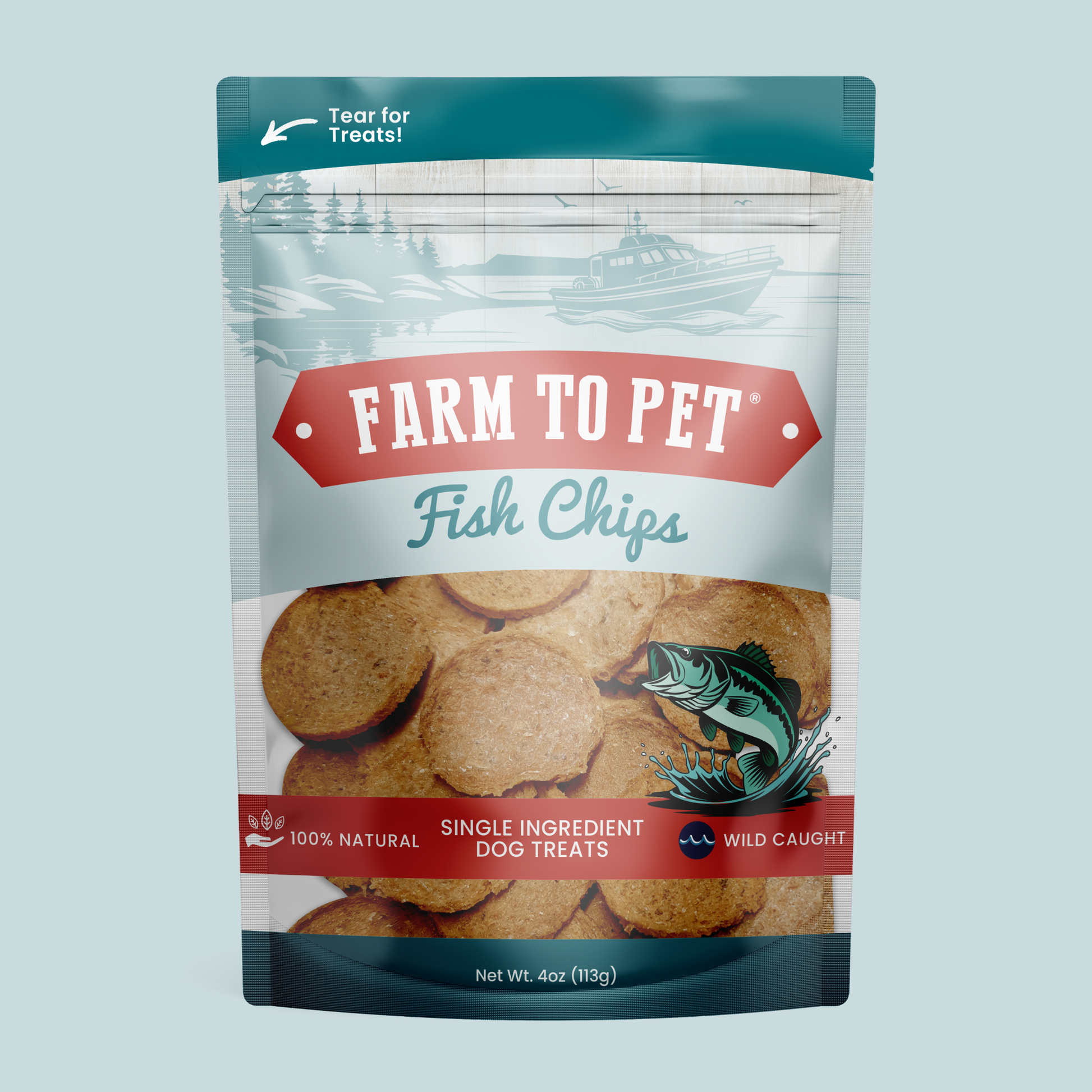 Fish Chips for Dogs | Wild-Caught Fish Dog Treats Standard 4oz Chip Farm To Pet
