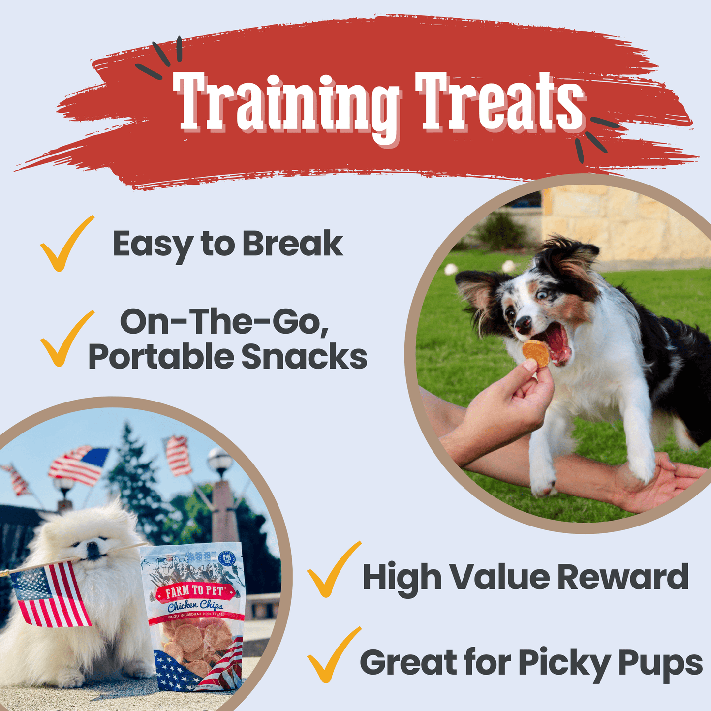 Americana Chicken Chips for Dogs | Celebrate with USA-made Dog Treats Chip Farm To Pet