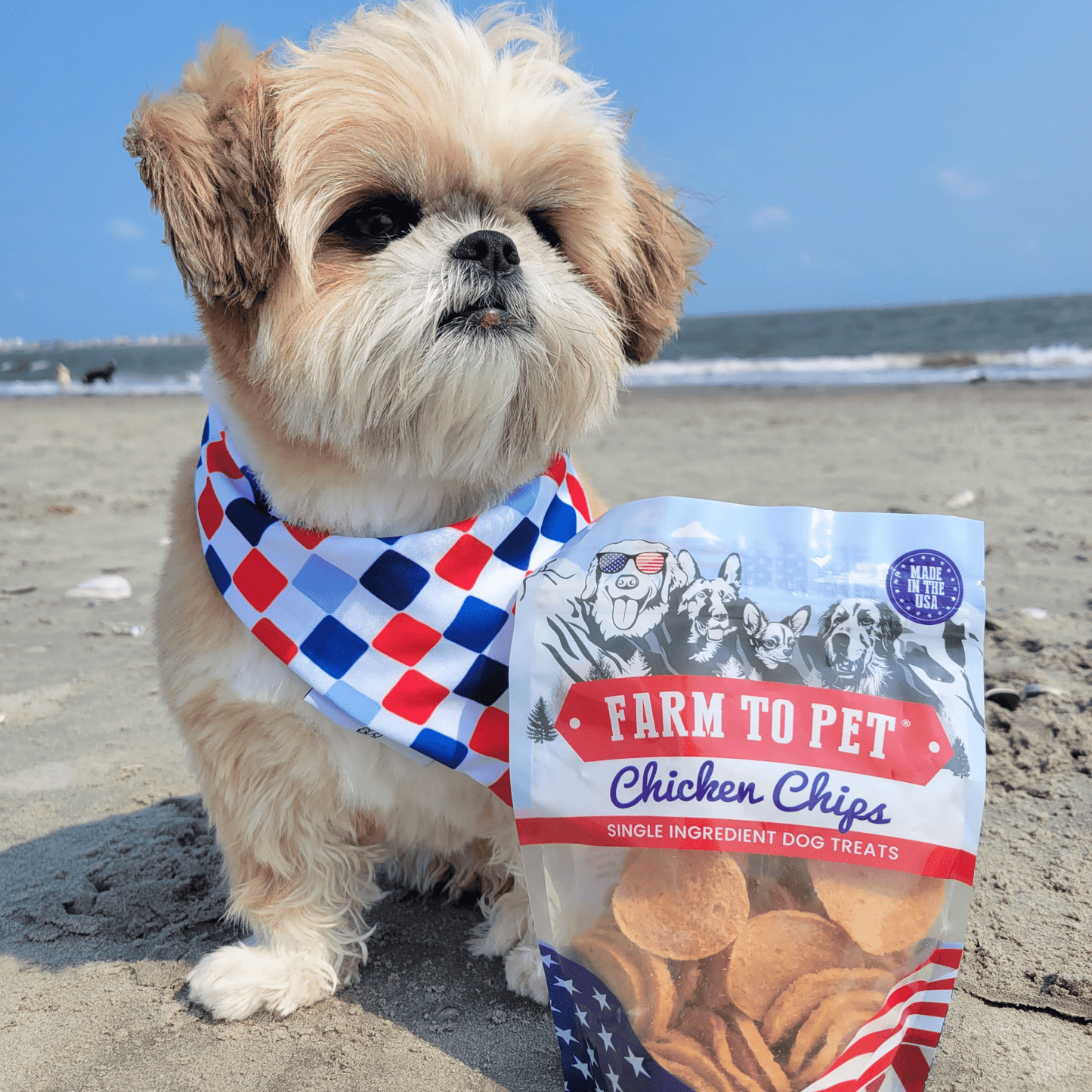 Americana Chicken Chips for Dogs | Celebrate with USA-made Dog Treats Chip Farm To Pet