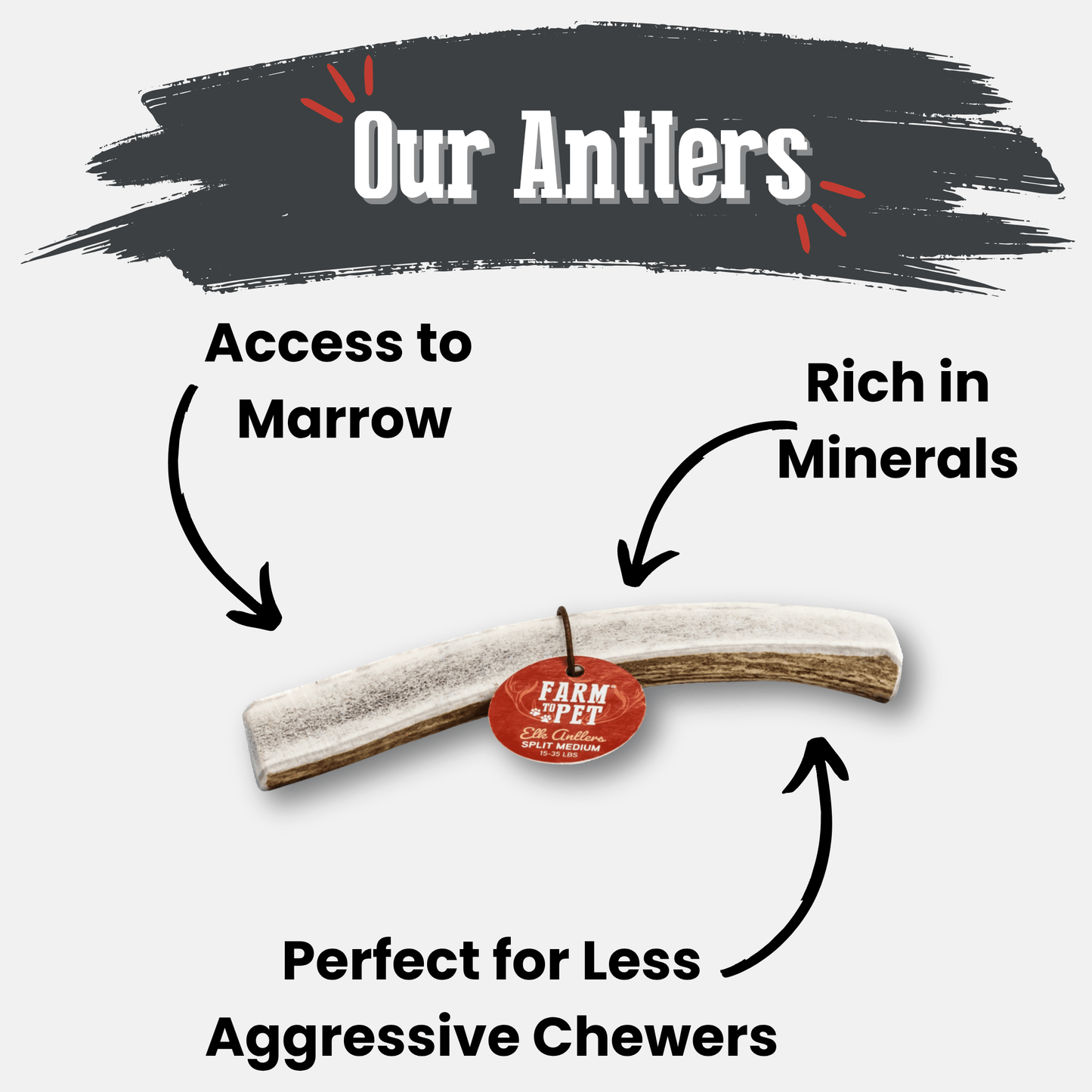 Elk Antler Dog Chews | All-Natural Whole and Split Elk Antler Chews for Dogs Antler Dog Chew Farm To Pet