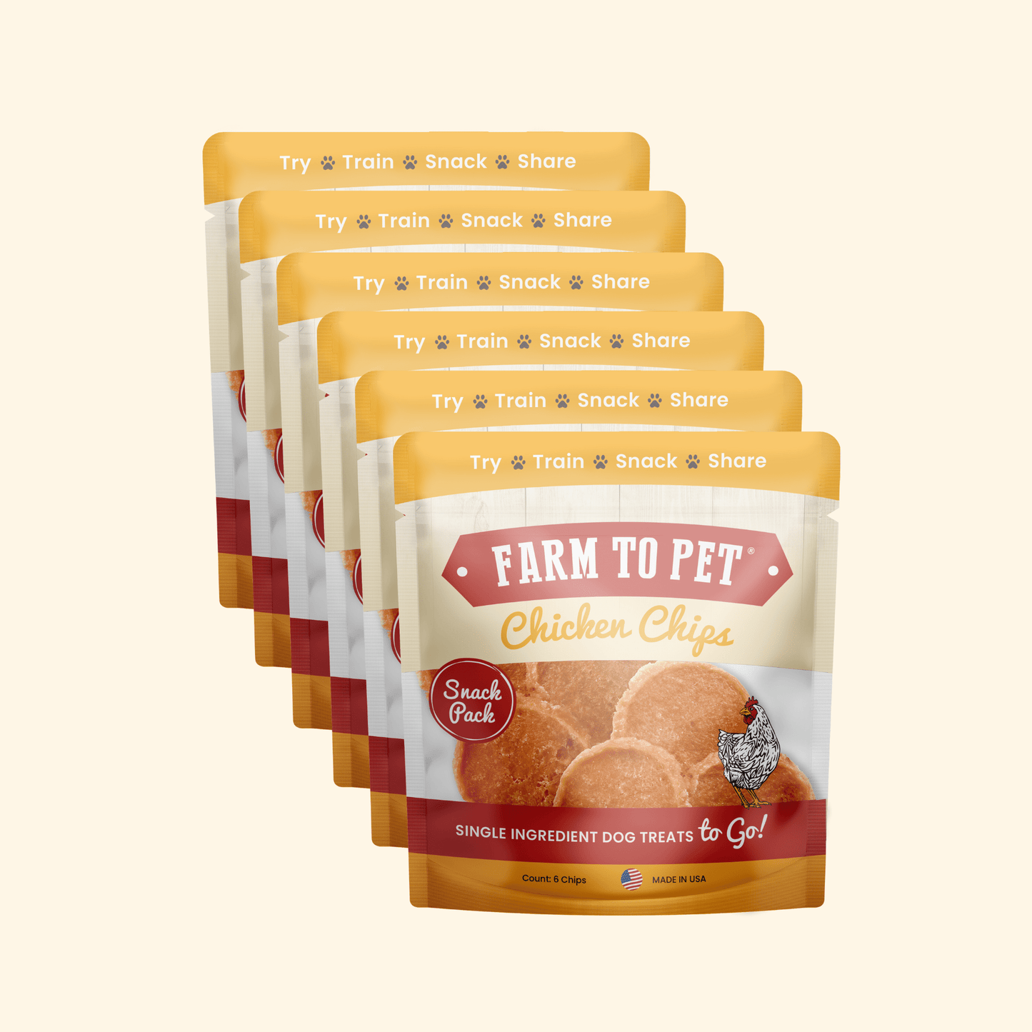 Chicken Chips Snack Pack Bundles | Dog Party Favors & Training Treats 6 Pack Snack Pack Farm To Pet