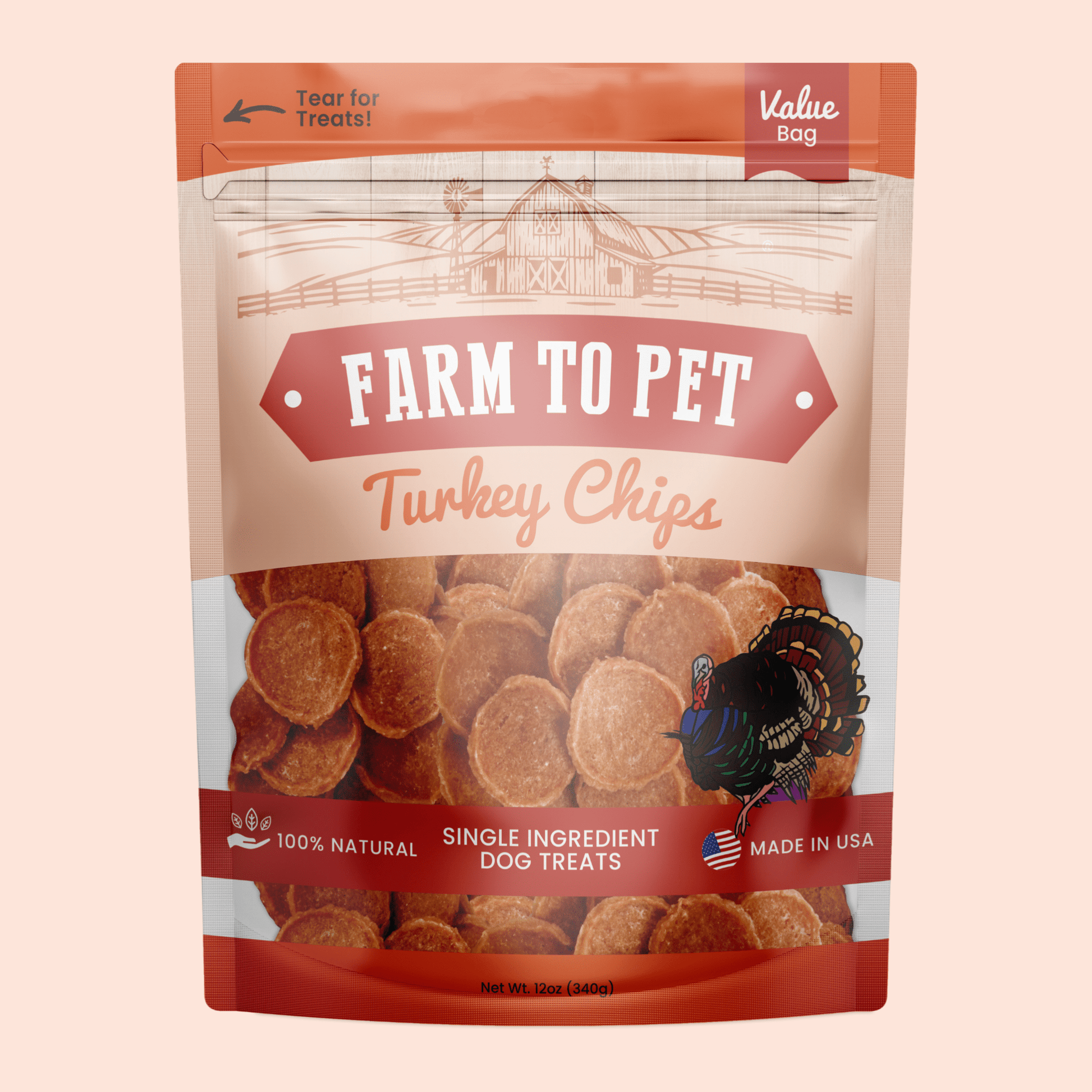 Turkey Chips for Dogs | All-Natural Single-Ingredient Healthy Dog Treats Value 12oz Chip Farm To Pet
