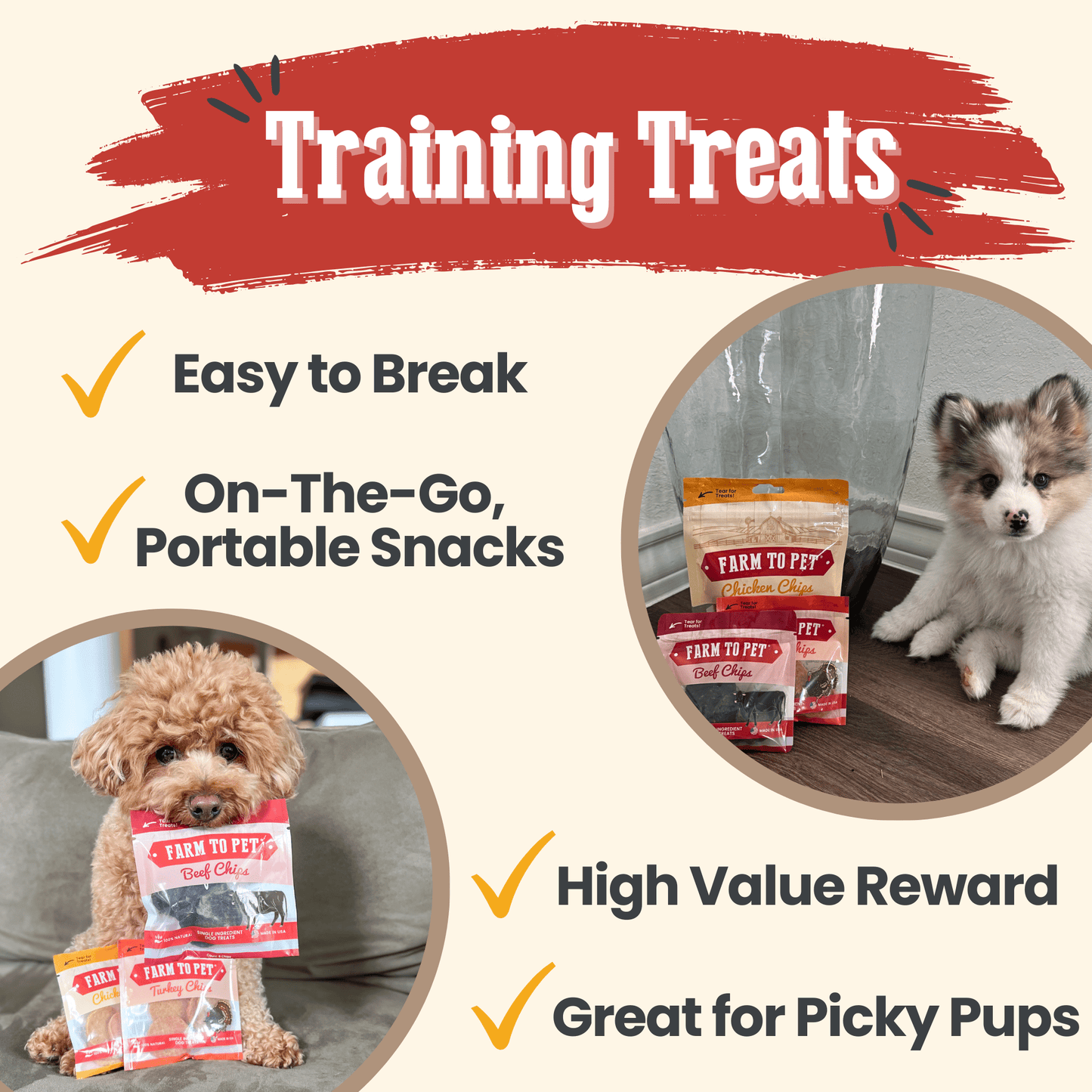 Puppy Packs 'n Snacks Dog Treat Starter Pack | Single-Ingredient Training Treats Bundle Farm To Pet