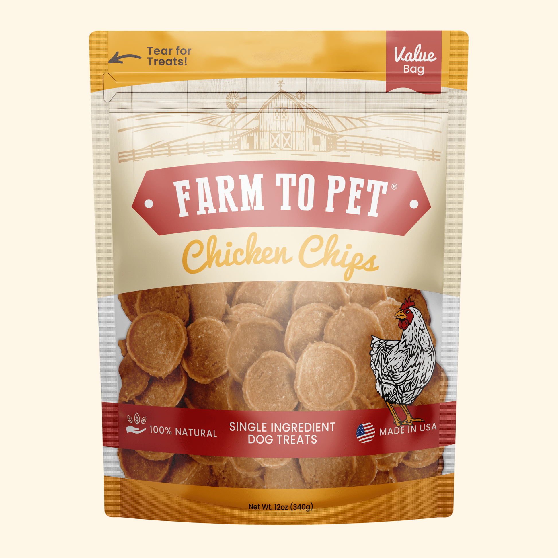 Chicken Chips for Dogs | All-Natural Single-Ingredient Dog Treats Value 12oz Chip Farm To Pet