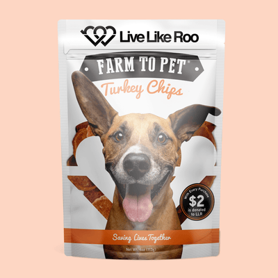 Live Like Roo Turkey Chips for Dogs | Dog Treats That Give Back Single Pack ($2 Donation) Chip Farm To Pet