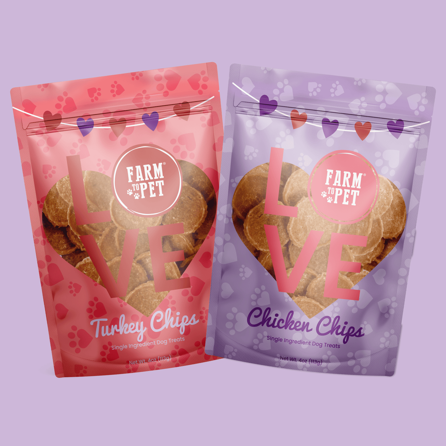 Puppy Love Dog Treat Duo | Poultry Chip Variety Pack Chicken & Turkey Duo Chip Farm To Pet