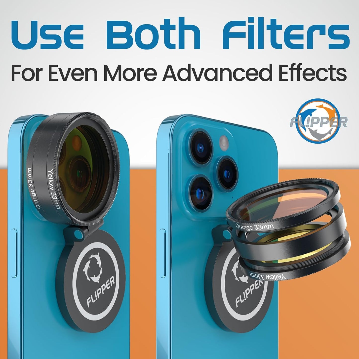 Flipper Flip-Kick Phone Filter Aquarium Reef Lens with Orange and Yellow Lenses Aquarium Viewer Flipper Aquarium Products