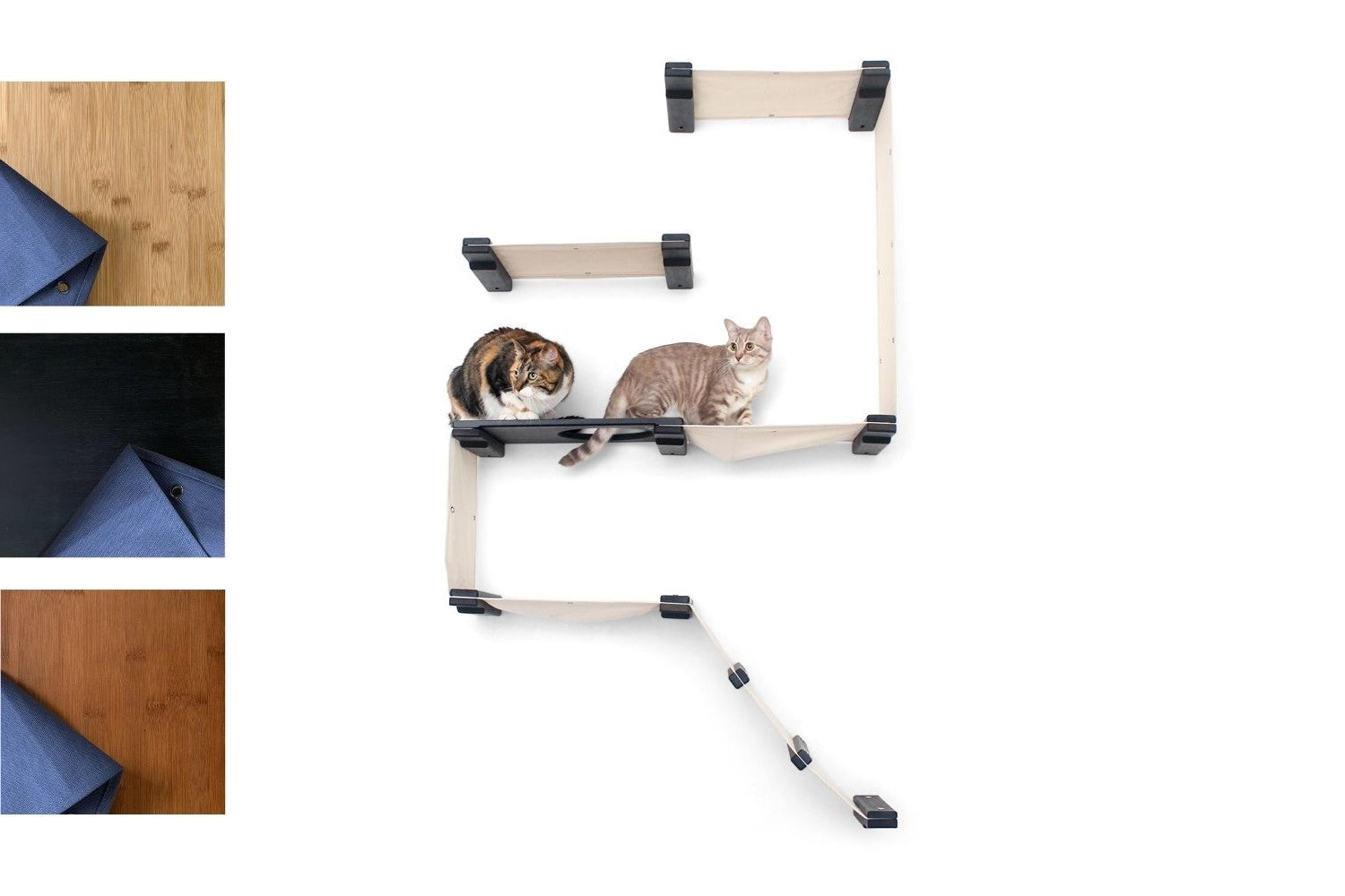 The Deluxe Cat Fort - Modern Cat Condo Onyx Bamboo Natural Canvas None Cat Condo Catastrophic Creations