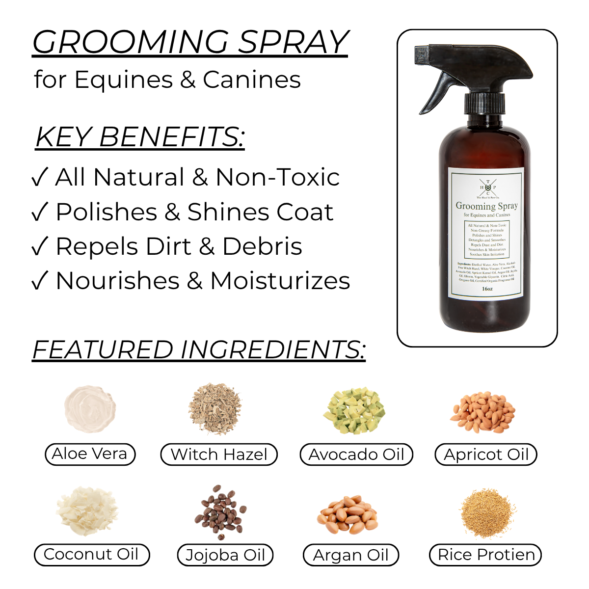 Grooming Spray - for Dogs & Horses The Hoof & Paw Co.