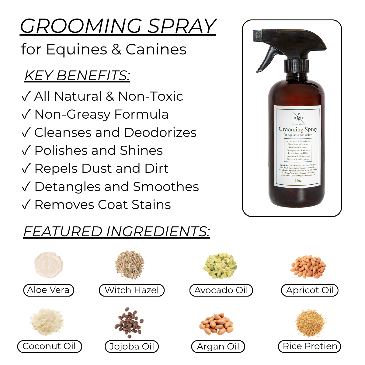 Grooming Spray - for Dogs & Horses The Hoof & Paw Co.