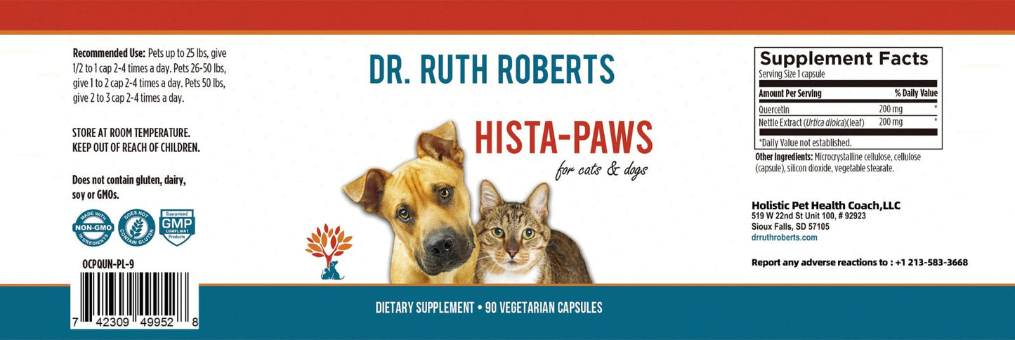 Hista Paws – with Quercetin for Dogs and Cats Vitamins & Supplements Dr. Ruth Roberts