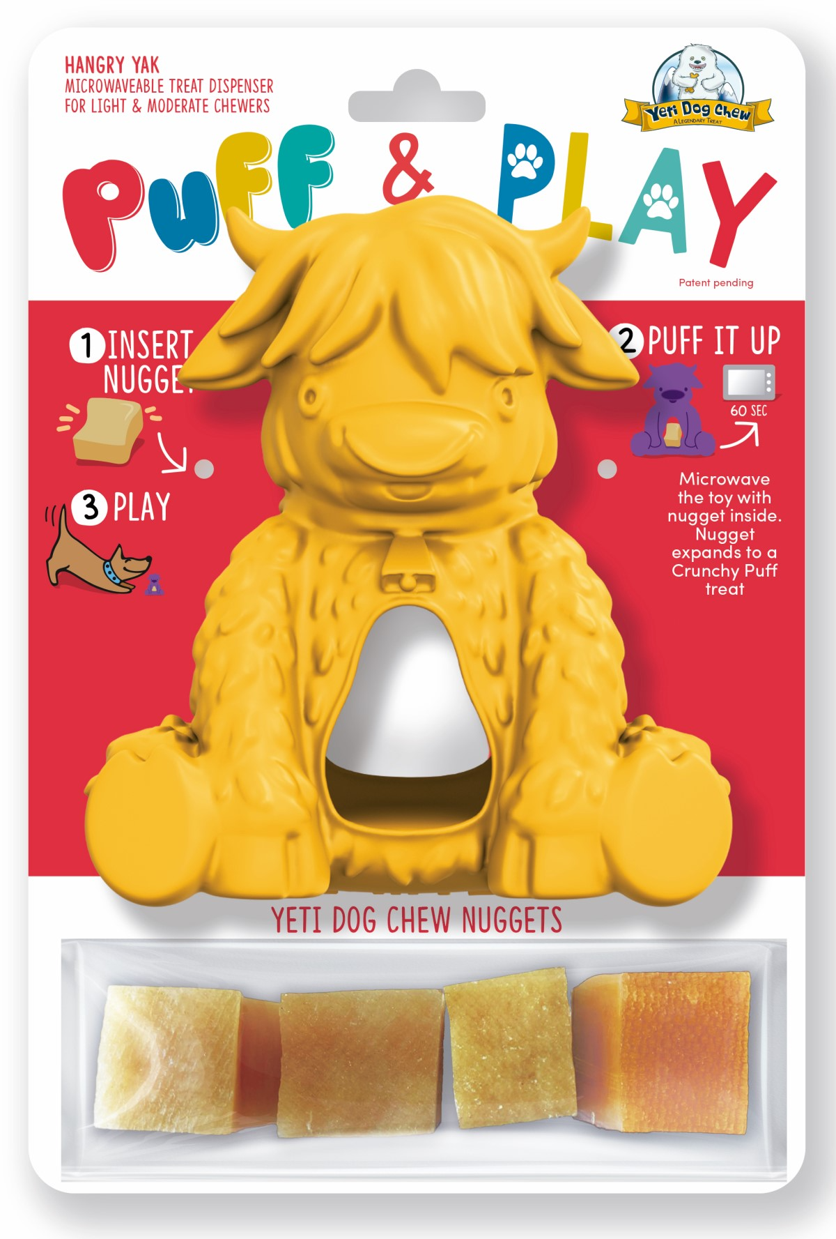 Yeti Dog Chew Puff & Play Hangry Yeti Yellow Yeti Dog Chew
