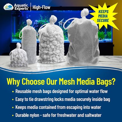 Aquatic Experts Aquarium Filter Bag - High Flow Mesh Media Bags - Ideal for Efficient Aquarium Filtration Aquatic Experts