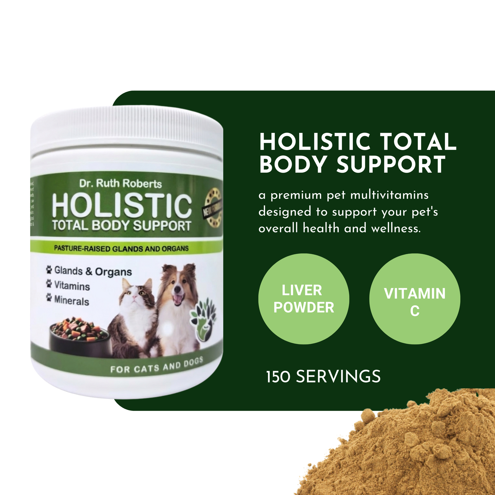 Holistic Total Body Support — Daily Multivitamin & Pasture-Raised Glandular Blend for Dogs & Cats Vitamins & Supplements Dr. Ruth Roberts