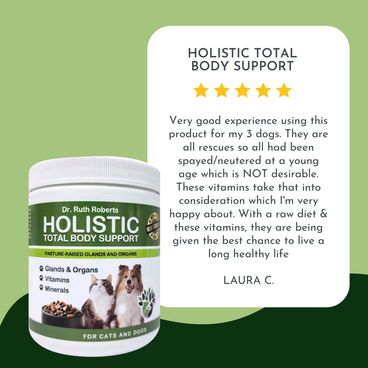 Holistic Total Body Support — Daily Multivitamin & Pasture-Raised Glandular Blend for Dogs & Cats Vitamins & Supplements Dr. Ruth Roberts