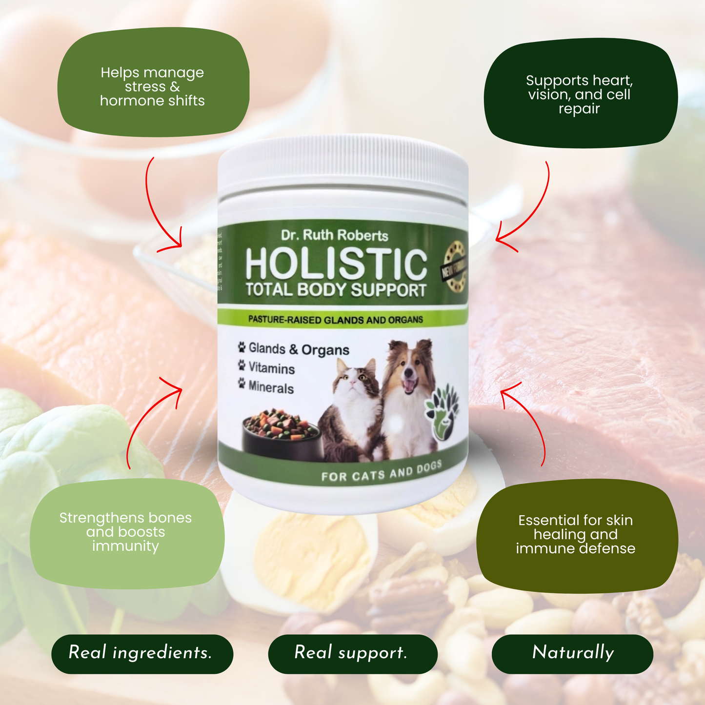Holistic Total Body Support — Daily Multivitamin & Pasture-Raised Glandular Blend for Dogs & Cats Vitamins & Supplements Dr. Ruth Roberts