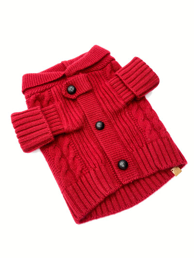 Brooklyn Cashmere Cardigan, Garnet Dog Sweaters BESPOKE PAWS