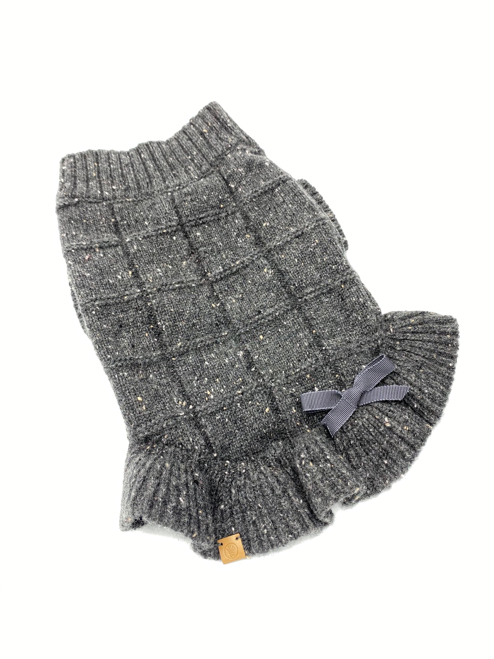 Rein Cashmere Ruffle Dress, Charcoal Sweaters BESPOKE PAWS