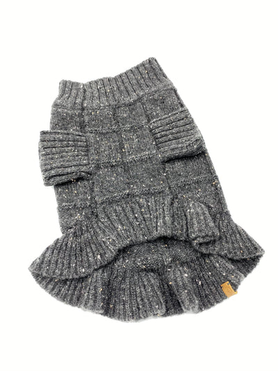 Rein Cashmere Ruffle Dress, Charcoal Dog Dress BESPOKE PAWS