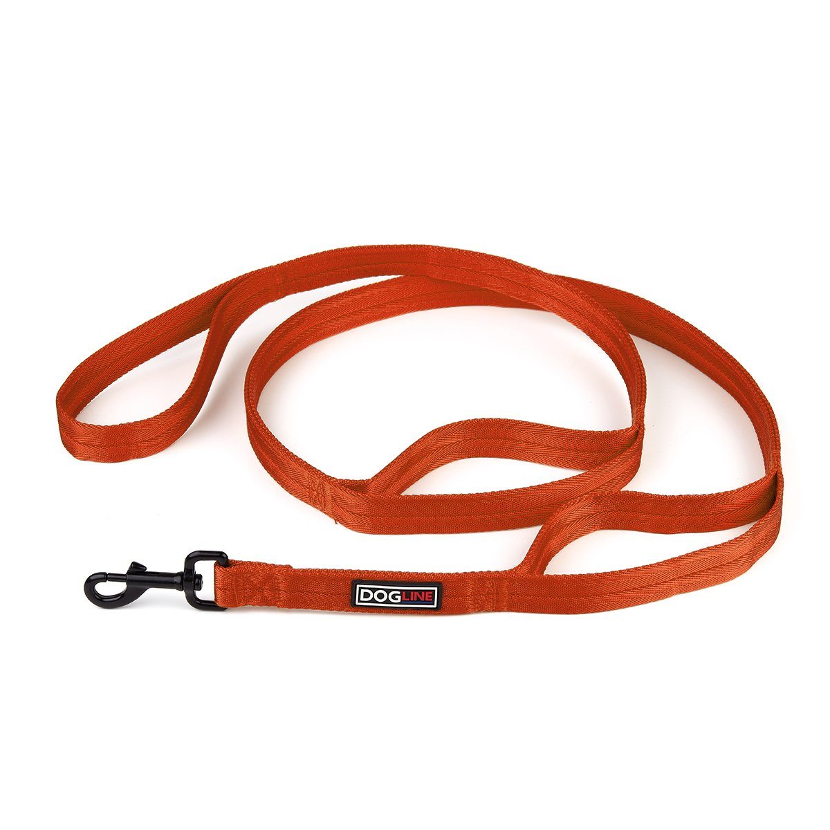 Nylon Multi-Handle Flat Dog Leash Orange 6' 3 Handle Dog Leashes Dogline