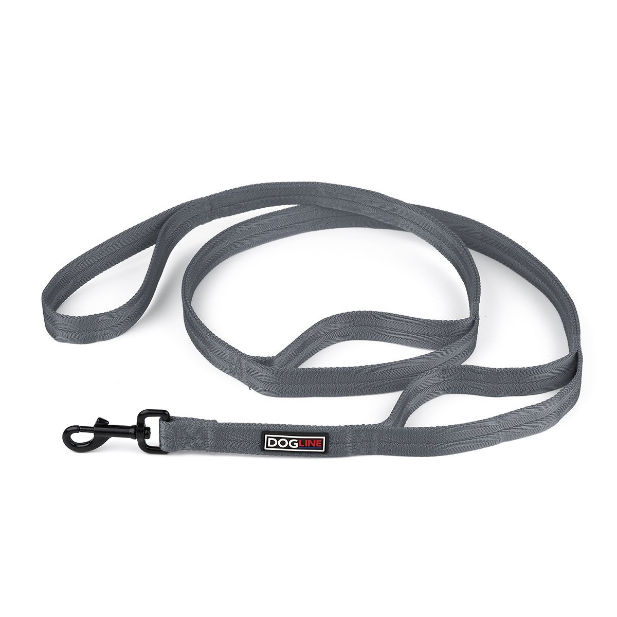 Nylon Multi-Handle Flat Dog Leash Grey 6' 3 Handle Dog Leashes Dogline
