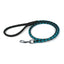 Soft Leather Dual-Color Braided Round Lead Black Teal 1 4" Dog Leashes Dogline