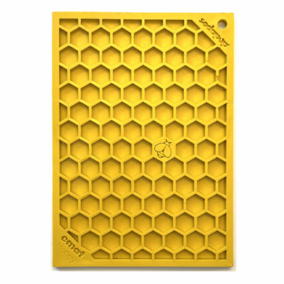 Honeycomb eMat - Enrichment Lick Mat for Dogs and Cats | eMat Enrichment Toy for Anxiety Relief | SodaPup Honeycomb E-Mat - small yellow EMAT SodaPup/True Dogs, LLC