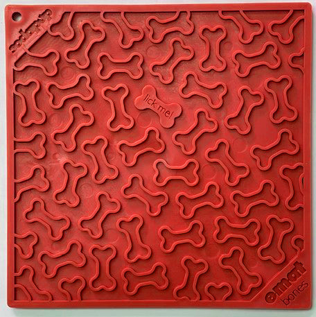 Bones eMat - Enrichment Lick Mat for Dogs and Cats | eMat Enrichment Toy for Anxiety Relief | SodaPup Red Bones E-Mat EMAT SodaPup/True Dogs, LLC