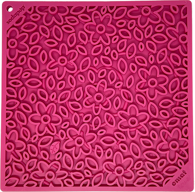 Flower Power emat - Enrichment Lick Mat for Dogs and Cats | Flower Design | USA Made Flower Power E-Mat - large pink EMAT SodaPup/True Dogs, LLC