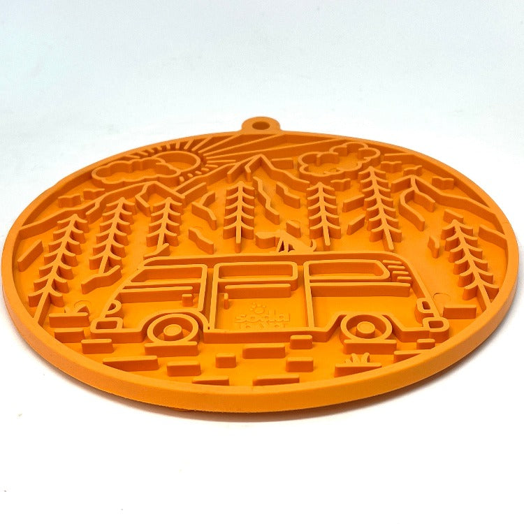 Camp eMat - Enrichment Lick Mat For Dogs and Cats - with Suction Cups | Retro Van Design | USA Made EMAT SodaPup/True Dogs, LLC