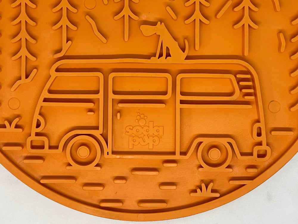 Camp eMat - Enrichment Lick Mat For Dogs and Cats - with Suction Cups | Retro Van Design | USA Made EMAT SodaPup/True Dogs, LLC