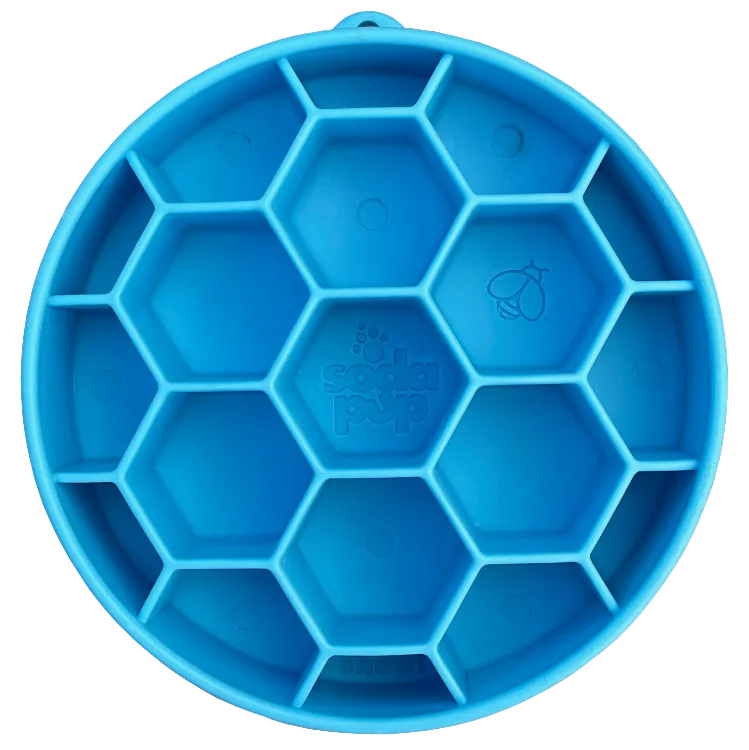 Honeycomb eBowl Deep Slow Feeder Dog Bowl for Enrichment | USA Made Honeycomb ebowl - blue EBOWL SodaPup/True Dogs, LLC