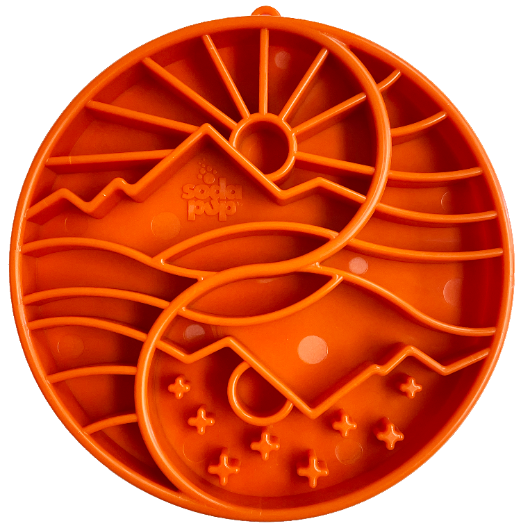 Sun and Moon eTray - Shallow Slow Feeder Dog Bowl for Enrichment | USA Made Orange Yin Yang etray ETRAY SodaPup/True Dogs, LLC