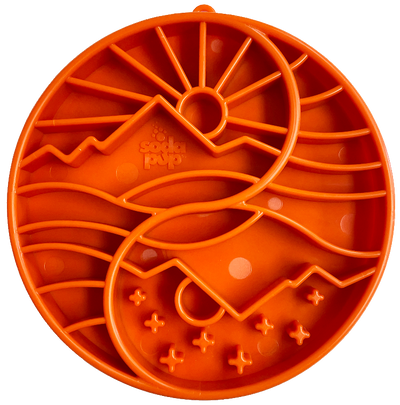 Sun and Moon eTray - Shallow Slow Feeder Dog Bowl for Enrichment | USA Made Orange Yin Yang etray ETRAY SodaPup/True Dogs, LLC