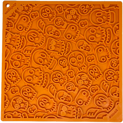 Zombie eMat - Enrichment Lick Mat for Dogs and Cats | Halloween Skull Design | SodaPup Zombie E-Mat - Orange EMAT SodaPup/True Dogs, LLC