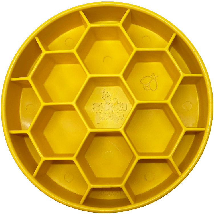Honeycomb eBowl Deep Slow Feeder Dog Bowl for Enrichment | USA Made Honeycomb ebowl - yellow EBOWL SodaPup/True Dogs, LLC