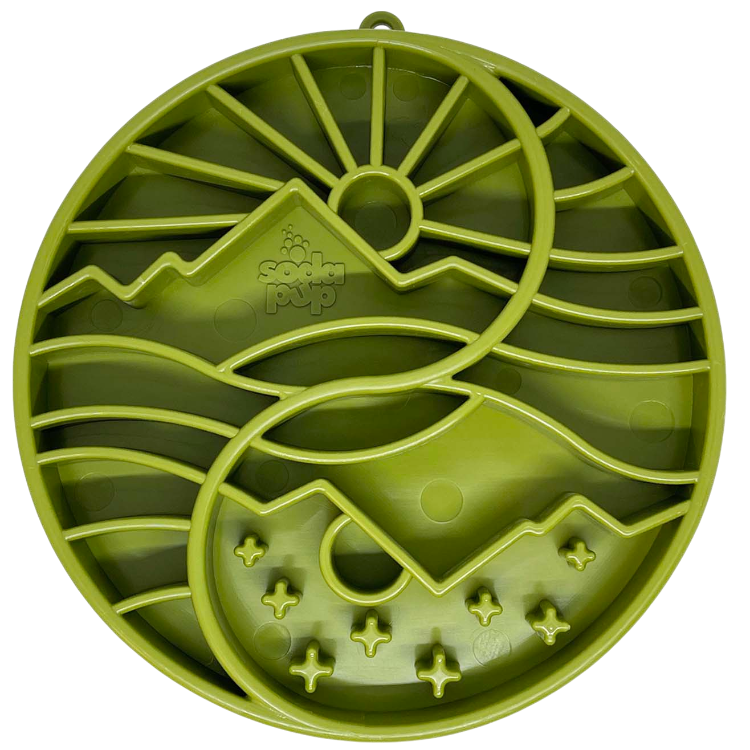 Sun and Moon eTray - Shallow Slow Feeder Dog Bowl for Enrichment | USA Made Green Yin Yang etray ETRAY SodaPup/True Dogs, LLC