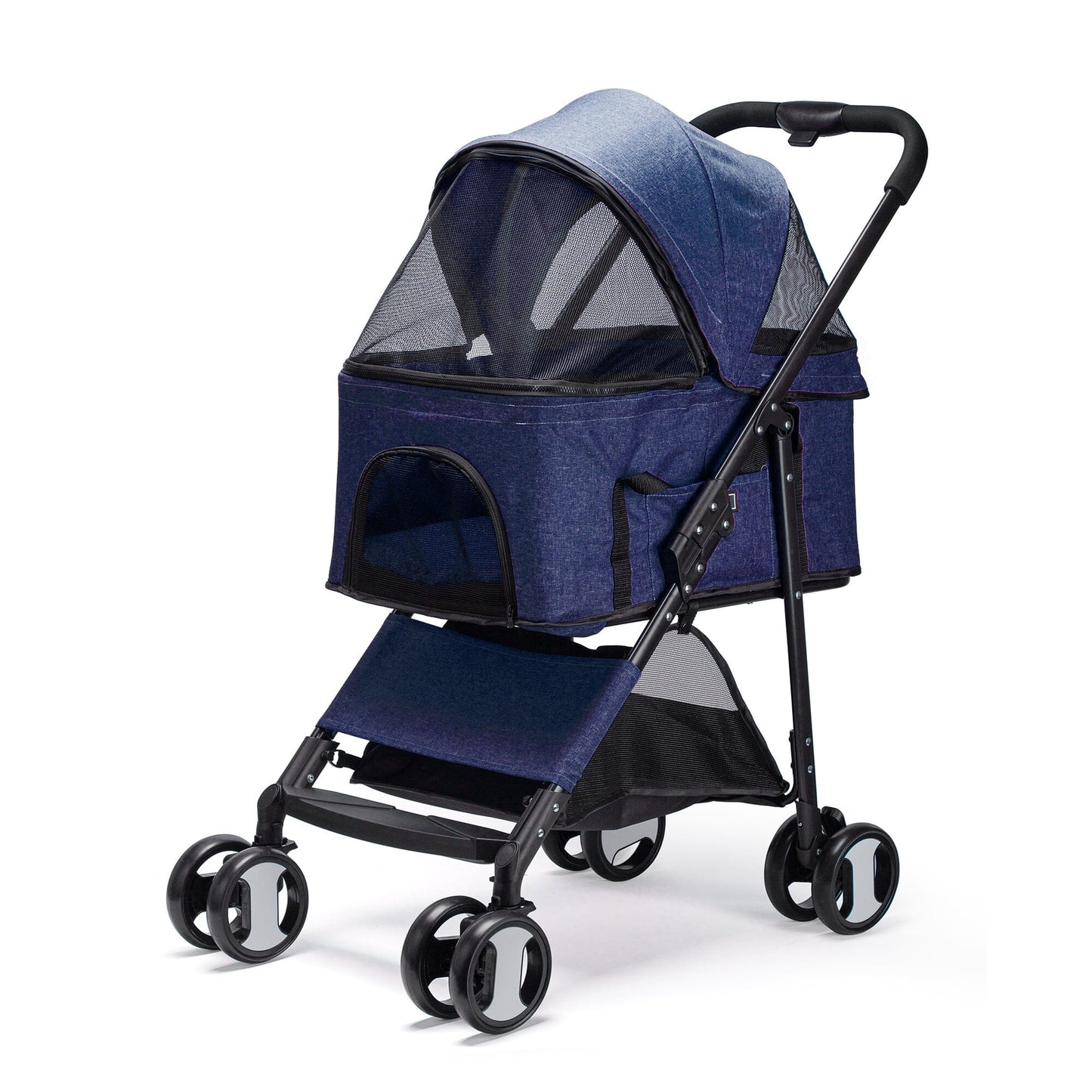 Executive Pet Stroller with a Removable Cradle Blue Pet Carriers Dogline