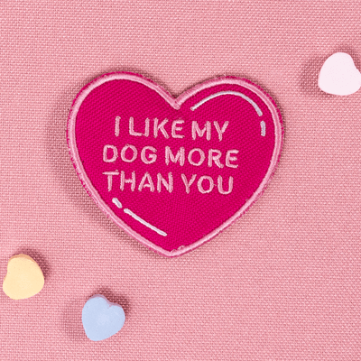 I Like My Dog More Than You Heart Patch Hot Pink K9 Sport Sack
