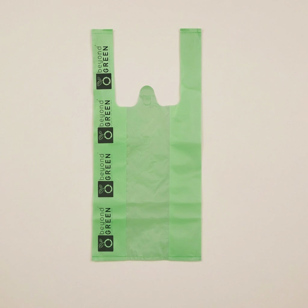 Green Dog Waste Bags – 8" x 16" with 5" Gusset & Handles – Made in USA Dog Waste Bags beyondGREEN biotech™