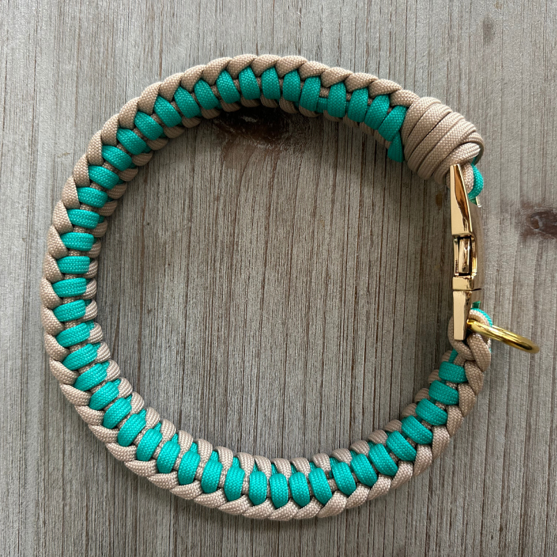 Infinity Braid in Teal & Light Tan - Handmade Dog Collar Handmade Braided Collars Pawsh Pup Co.